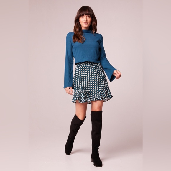 NEW Band Of The Free AVRIL TEAL MOCK NECK CROP TOP - Size Large - Picture 3 of 7